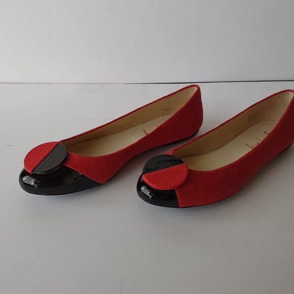 French Sole New York (fs/ny), Libatio, black/red leather flats, Size 10, NWOT - Picture 1 of 7